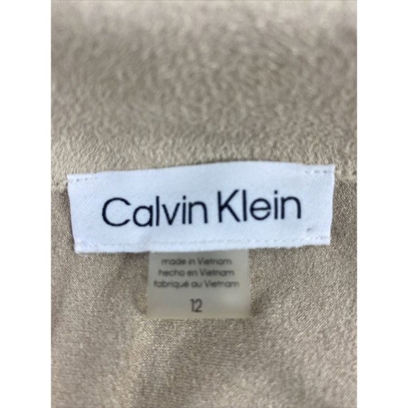 Calvin Klein Women’s 12 Faux Suede Dress Long Sleeve Collared Belt Button Down - Picture 5 of 10